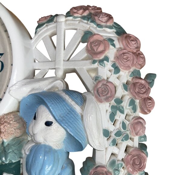 Vintage Homco Quartz Mantel Clock With Charming Victorian Garden Scene - Picture 5 of 16